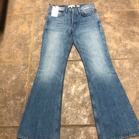 RE/DONE High Break Flare Jeans in Vintage Blue - Picture 3 of 5